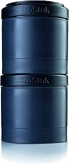 BlenderBottle pro stak ProStak Twist n' Lock Storage Jars Expansion 3-Pak with Pill Tray, All Black
