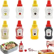 8 Pcs Mini Condiment Squeeze Bottles,25ml Condiment Squeeze Bottle,Plastic Portable Containers Bottle for Lunch Box, Picnic, BBQ,Adults,Office,Lunchbox