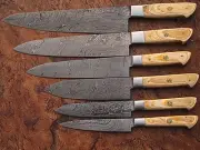Beautiful Custom hand made Damascus steel Chef knife Set. (ZE-1071-BR-RB)