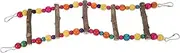 Yardwe Parrot Cage Accessory Natural Wooden Bird Ladder Parakeet Training Ladder Bird Climbing Toy
