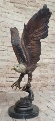 Signed Moigniez American Bald Eagle Bronze Sculpture Statue Bird Figure Deal NR