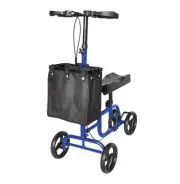 Foldable Knee Walker Scooters Alternative Crutches Wheelchair with Basket Blue