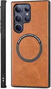 [RUNGOS] for Samsung S23 Ultra Case MagSafe [Stable Magnetic] [Slim Fit] [Wireless Charging] [10Ft Drop Tested] Shockproof Case for Samsung Galaxy S23 Ultra MagSafe Case, Thin Cover 6.8 Inch 2023, Brown