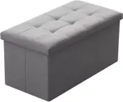 Camabel Folding Storage Ottoman Bench Cube Holds Up 30 x 15 x 15 inches, Grey