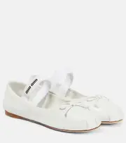 [Miu Miu] Miu Miu Logo leather ballet flats AU 5 white
