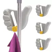 Adjustable Wall Mount Mop Broom Holder, 4 Pack, Gray, Plastic, Polyethylene