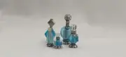 Handmade One Of A Kind, Blue Miniture Perfume Bottle Vanity Set