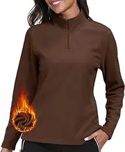 [MoFiz] Women's Long Sleeve 1/4 Zip Polar Fleece Soft Lightweight Warm Winter Jacket