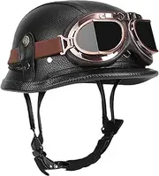 Beanie Cruising Skull Cap - German Style Motorcycle Retro Half Helmet | Vintage Open Face Motorbike Helmets | Head Protective Scooters Accessories for Chopper Cruiser Street Scooter
