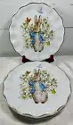 4 Zrike Brands PETER RABBIT Easter Dinner Plates Scalloped Edge With Gold Trim