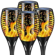 Flame Solar Torch Light Waterproof Flickering Dancing Garden Lantern Lamp - 4x