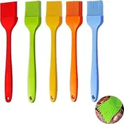 5 PCS Basting Brush, Silicone Basting Pastry Brush, Kitchen Brush for Cooking, Heat Resistant Brush for Baking Food, Grilling, and Spreading Oil, Butter, BBQ Sauce(Red/Orange/Yellow/Green/Blue)