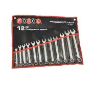 Force 5121 8-23mm / 5121S 1/4"-15/16" 12pc Combination Open Ring Wrench Spanner