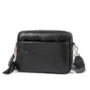 Women Shoulder Bag Retro Tassel Crossbody Handbag,Black
