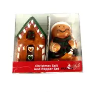 VTG Christmas Gingerbread House Man Mini Salt & Pepper Shakers Ceramic Figurines