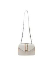 Alviero Martini Prima Classe Chain Strap Leather Crossbody Bag Women Beige