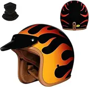 Motorcycle Helmet, German Style Motorcycle Helmet for Adult, ECE Approved Retro Half Shell Helmet for Moped Cruiser Scooter