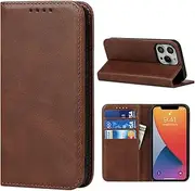 Cavor for iPhone 13 Pro Case, iPhone13 Pro Case Cowhide Pattern PU Leather Book Wallet Magnetic Kickstand Flip Cover Phone Cases with Card Slots(6.1") -Dark Brown