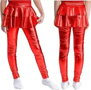 [iEFiEL] Toddler Girls Footless Culotte Sparkly Disco Party Leggings Pant with Ruffle Tutu Skirt School Uniform