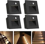 4Pack 3W LED Recessed Wall Light with Motion Sensor, Step Lights IP65 Waterproof, Bodysensor Staircase Light Landscape Lamp, Indoor Outdoor Garden Balcony Corridor, Warm White 3000K