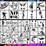 AFRITEE Reusable Graffiti Stencils for Painting - 36 Pcs Against War Street Art Painting Stencil for DIY Clothes Canvas Decoration, Pursuit of Peace Graffiti Template for Wall Spray Paint Decor