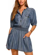 Ramy Brook Norman Puff Sleeve Denim Mini Dress