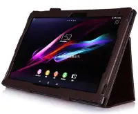 在飛比找Yahoo!奇摩拍賣優惠-商務素色皮套適用於索尼Sony Xperia tablet 