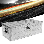 30"x13"x10" Chrome Aluminum Pickup/Trailer Trunk Bed Storage Flat Tool Box+Lock