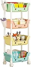 Multi- Kids Toy Organizer, Kids Toy Box with Wheels, Playroom Containers, Bookshelf Organizer for Kids Room, Playroom Storage Rack