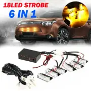 Amber 18LED Car Emergency Strobe Flash LED Lights Bar for Front Grille Deck 12V