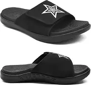 [KuaiLu] Mens Slides Soft Cushion Sport Sandals with Plantar Fasciitis Arch Support Adjustable Open Toe Summer Slippers Slip on Indoor Outdoor Size 7-15