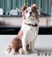 在飛比找Yahoo!奇摩拍賣優惠-現貨日式 咖啡棕牧羊犬擺件 優雅邊境牧羊犬模型禮物 仿真雕刻