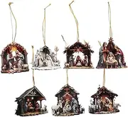 Yardwe Acrylic Nativity Scene Pendants 7pcs Xmas Decorations for Home Car Party Props