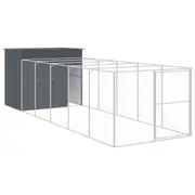 Andala Pets Dog House with Run Dark Grey 214x253x181 cm Galvanised Steel