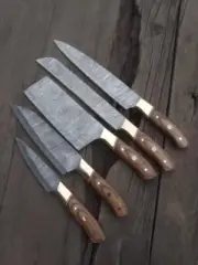 Handmade Damascus Steel Kitchen Knife Set–Artisan Craftsmanship|5-Piece Collect