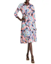 NIC+ZOE Scribble Blooms Shirt Dress