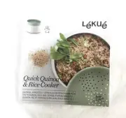 Design Lekue Green White BPA Free Microwave Quick Quinoa & Rice Cooker Used
