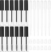 CHENYU Pack of 12 Empty Mascara Tubes, 10 ml Eyelash Brush with Container, Eyeliner Container Tube + 6 Straws, Refillable Mascara Tube, Castor Oil Eyelashes with Anti-Leak Plug, Telescopic Mascara