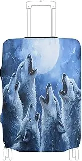 [Joisal] City Fireworks Suitcase Covers for Luggage Tsa Approved Fit 18-32 Inch Suitcase Identifier, Howling Wolves Moon, L 26-28 in