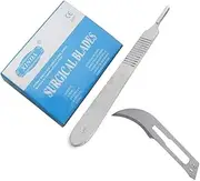 OdontoMed2011? Box of 100 Pieces Carbon Steel Scalpel Blade STERILE #12 with Free Handle # 3