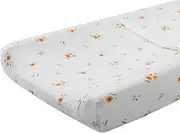 Meracorallo Muslin Changing Pad Cover, 100% Cotton Soft and Comfortable Floral Changing Table Cover for Baby Boys and Girls, Daisy