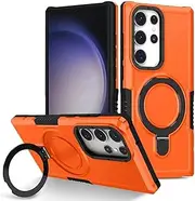 for Galaxy A73 A72 A52 Phone Cover with Ring Stand Holder for Galaxy A05s A04s A53 A33 A54 A32 A22 A13 A12 M32 M23 M12 F12 4G 5G (Orange, for Galaxy A54(5G))