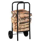 New Patio Steel Firewood Log Carrier, Wood Rack Storage Stacking Holder, Black