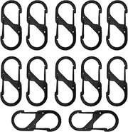 [Ethlomoer] Zipper Lock 12 Pack Colorful Zipper Lock Clips,Theft Deterrent Dual Opening Zipper Clips with Quick Disconnect Carabiner for Luggage and Backpacks - Small Carabiner Keyring Clip (Black Large)