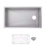 Glacier Bay Undermount 36 in Single Bowl Stainless Steel Kitchen Sink Kit