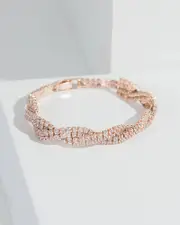 Rose Gold Diamante Twist Tennis Bracelet