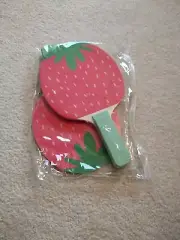 Set of Two Pink Strawberry Ping Pong Paddles