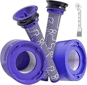 Vacuum Filter Replacement Kit for Dyson V7, V8 Animal, V8 Absolute & SV10 Cordless Vacuum Cleaners, Replaces Part # 965661-01 & 967478-01 (4P)