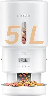 Automatic Cat Feeder, 5L Timed Pet Feeder with Stainless Steel Bowl Cat Food Dispenser with Display LCD Screen, Dual Power Supply, Detachable Washable, 10s Voice Recording, Easy to Program