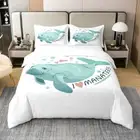 Manatee Duvet Cover Full Size, I Love Manatees Bedding Set for Kids,